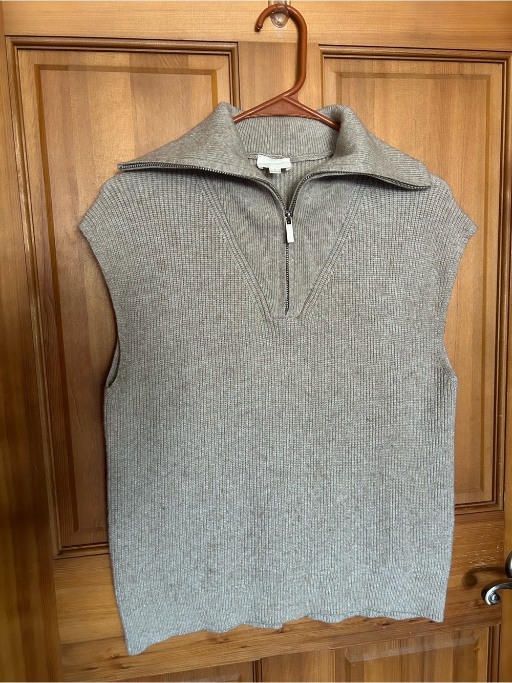 Cyrus Women’s Taupe Ribbed Half-Zip Sweater Vest - Size S